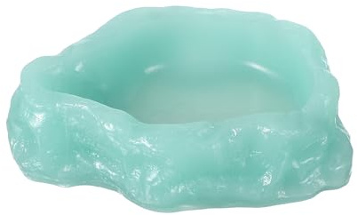 QUARKZMAN Ciotola Per Cibo Per Rettili, Ciotola Per Alimentazione Rettili Angolare Per Acqua Resina Roccia Per Vermi XS (3.7 Pollici, Verde Chiaro Fluorescente), Progettata Per.