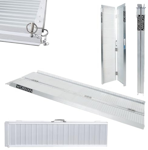 WORHAN® Rollstuhl Rampe klappbar 272kg faltbar Rollstuhlrampe Mobil Aluminium 153cm 1R5