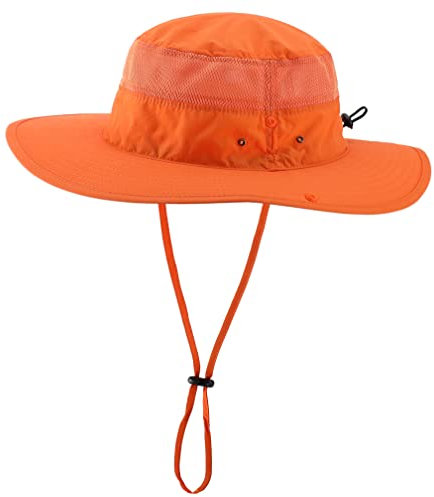 Connectyle Outdoor Mesh Sun Hat Wide Brim Sun Protection Hat Summer Fishing Hunting Hiking Gardenig Hat Orange