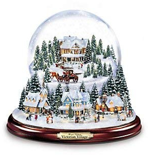 'The Bradford Exchange Thomas Kinkade Christmas Village Illuminated Musical Snowglobe, Featuring 8 Christmas Melodies