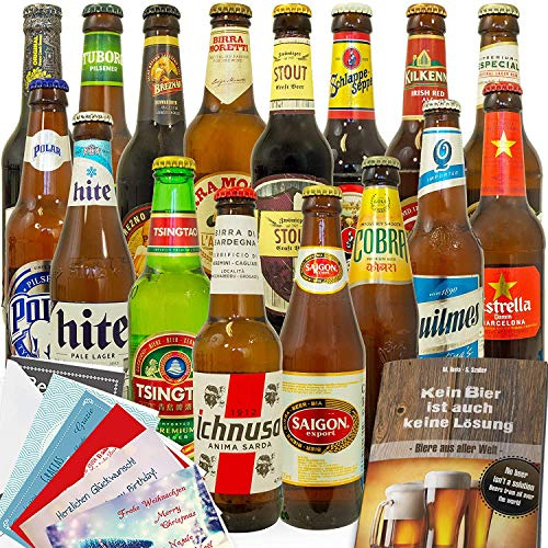 Biere der Welt / 16 Bierflaschen/Geschenkset Freund Geburtstag