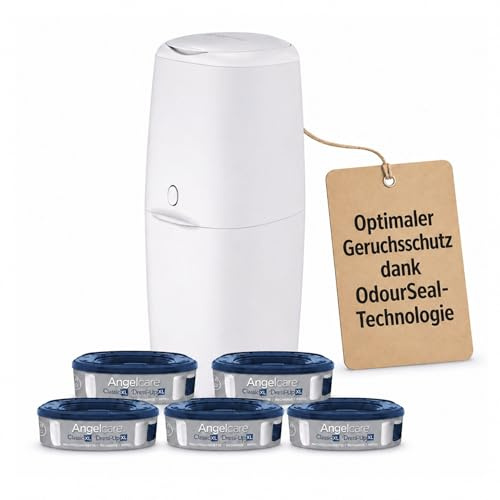 Kinderhaus Blaubär Angelcare Windeleimer Classic XL | komfortabel | Nachfüllkassette mit optimalen Geruchsschutz | 7-schichtige antibakterielle Folie | Fassungsvermögen bis zu 57 Windeln