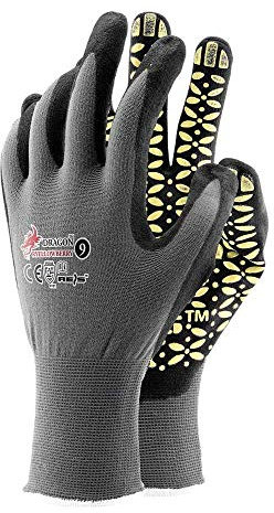Reis RYELLOWBERRY9 - Guantes de protección con diseño de dragón, color negro y amarillo, talla 9, 12 unidades