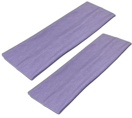 WESTEND CHOICE 7 cm breite Stirnbänder, 2 Stück, einfarbig, dehnbar, Unisex, Kylie-Stirnband, Bandeau-Stirnbänder für Damen und Herren, weiches Yoga-Stirnband (Hellviolett)