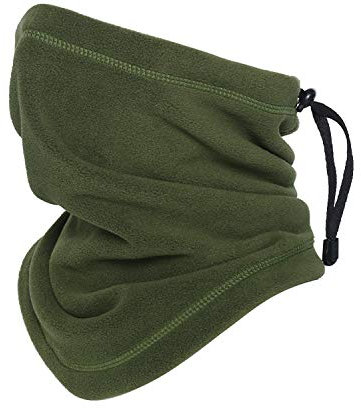 Oscenny Neck Gaiter,High Density Windproof Warm Adjustable Drawstring Thick Stretch Anti-Static Fleece Washable Neck Warmer for Chilly Windy Cold Weather Skiing Cycling Motorcycle(Amy grenn)
