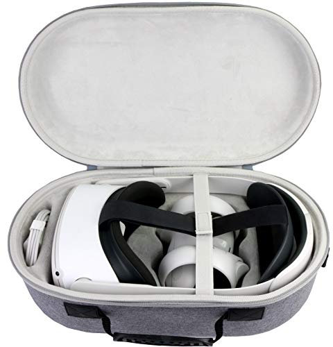 Aenllosi Hart Hülle Tasche für Meta Quest 2/Oculus Quest 2/PICO 4 VR Headset and Elite Strap (Nur Tasche) (Grau Weiß)