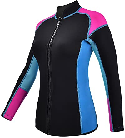REALON Wetsuits Top Jacket Women Men 2mm Neoprene Long Sleeve Shirt 3mm Front Zipper Vest Wet Suit Keep Warm for Adult Youth Kids Diving Surf Swim Water Sports