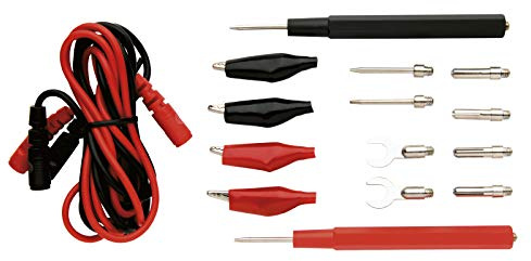 EMOS Universelles Messleitungen-Kit für Multimeter, Messspitzen / Multimeter-Spitzen / Prüfkabel / Testverlängerungskabel / 14+2 Testsonden-Set, S4001N, Schwarz rot