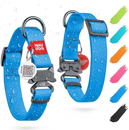 WAUDOG Wasserfest Hundehalsband Mittelgroße Hunde Halsband Hund Hundehalsband Kleine Hunde Halsbänder 25 mm Brete Verstellbares Hundehalsband Große Hunde mit Metall-Verschluss
