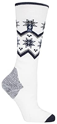 HEAT HOLDERS SOCKSHOP Ladies 1.0 TOG Apres Ski Ultra Lite Ski Socks Pack of 1 Cream Fairisle 4-8