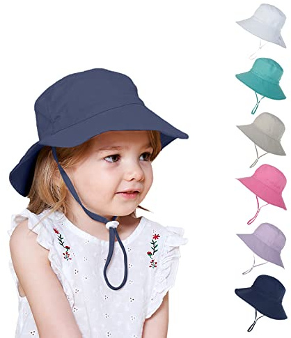 Kunyeah Barn brett brätte solhatt baby sommar strand hink hatt småbarn vikbar fiskarhatt, Marinblå, M