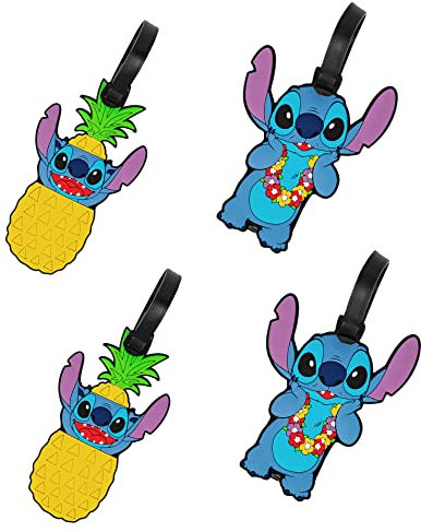 Lilo & Stitch Luggage Tag 4 Pack Official License, Disney Luggage Tags and Vacation Essentials