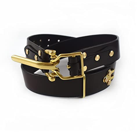 SHANGMAOYO gürtel Damen 1pc Herrengürtel DIY. Handgemachte Gürtel Messing-Pin-Schnalle-Taille Belt Women (Belt Length : 110-125cm, Color : Coffee)