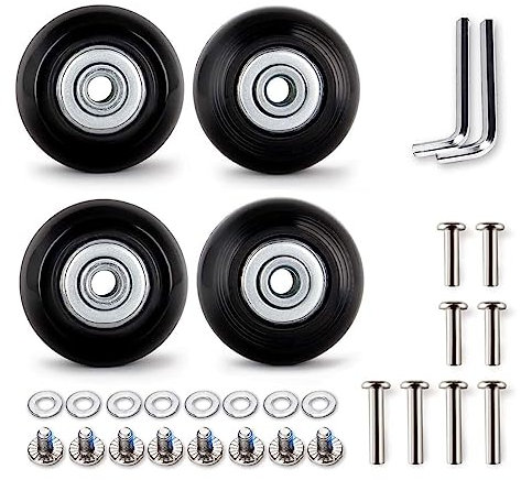 LOTOWELZON 4 Stück Set Gepäck-Ersatzrollen 54mm mit 6 mm Kugellagern Reparatur-Kits ABEC 608zz für Koffer und Inline Outdoor Skate und Caster Board (54x18mm/2.13x0.7)