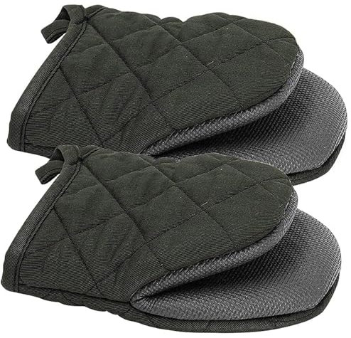 1 Pair Oven Gloves Heat Resistant Silicone Oven Mitts, Kitchen Non-Slip Oven Gloves Outdoor Cooking Mitts Short Oven Mitts for 500 Degrees, for Grilling Baking Barbecue Microwave Machine Washable