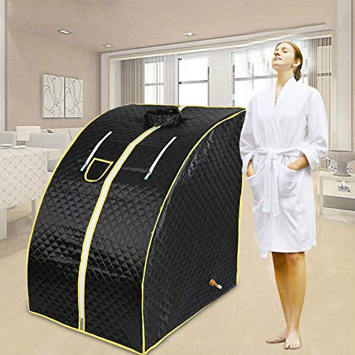 Sauna plegable cabina de calor terapéutica spa 1000 W sauna de vapor, sauna e portátil, spa personal en casa con controlador de temperatura remoto, 76 x 88 x 99 cm (Negro)