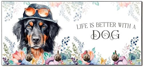 Cadouri Design-Hundegarderobe mit Hovawart - Leinenhalterung für Halsband, Leine & Geschirr - originelles Geschenk für Hundebesitzer - handgefertigt
