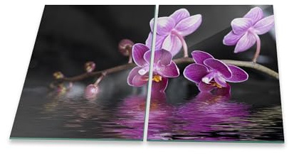Herdabdeckplatte Abdeckung Ceranfeld Abdeckplatte Schneidebrett 2-Teilig 80x52 Orchidee Lila Spritzschutz Glasplatte Ceranfeldabdeckung Schutz Herdschutz Sicherheitsglas Glasschneidebrett 2x40x52