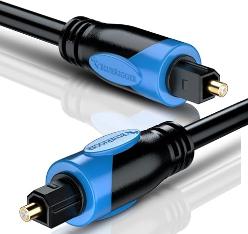 BlueRigger Digital Optical Audio Toslink Cable (2M - 2 Pack, Fiber Optic Cord, in-Wall CL3 Rated, 24K Gold-Plated) - Compatible with Home Theatre, Sound Bar, TV, Xbox, Playstation PS5/PS4