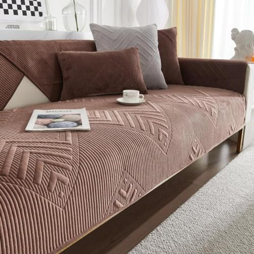 SANTUO Sofabezug Antirutsch,Sofa überzug Sofaschoner rutschfest,Sofa Cushion Sofaschutz L Form Ecksofa,Couch Bezug Schmutzabweisend Sofaschutz Hund Kratzschutz Katze, Coffee5-70x120cm