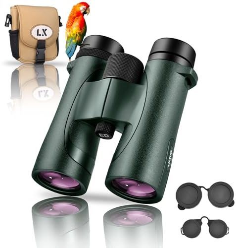 LUXUN Prisma Fernglas 10x42mm ED Gläser, Wasserdicht und Kondensfrei, Brillenträger, Jagd, Vogelbeobachtung und Outdoor (Grün)