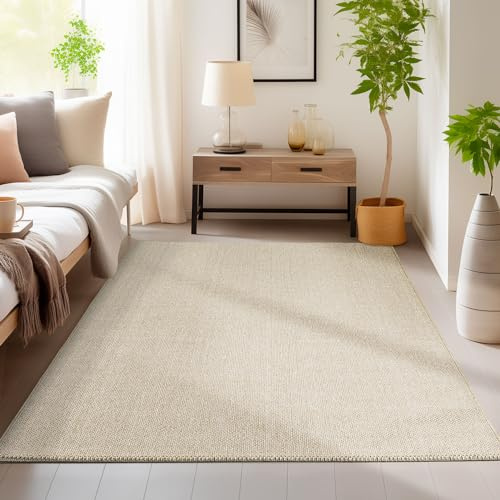 HomebyHome Teppich Läufer 80x150 cm Beige, Einfarbig & Weich, Moderner Schlingenflor für Flur oder Schlafzimmer, Pflegeleicht & Stilvoll