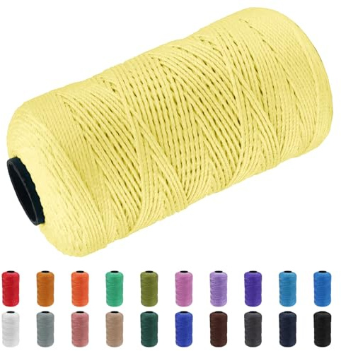 CAMAL Polypropylene Garn 1,5mm x 200m Häkelgarn für Taschen Makramee Garn für Handtasche Häkeln Polypropylene Yarn für Handwerk Wohndekorationen, Platzteller, Umhängetasche (Hellgelb)