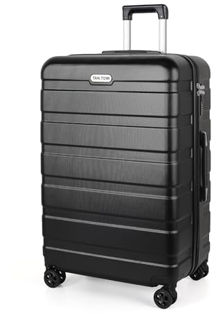 TANTOMI Koffer Groß, 28 Zoll Hartschalenkoffer, Trolley, Leichter ABS-Rollkoffer, Reisekoffer mit 4×360°-Rollen, 3-Stelliges Zahlenschloss (Schwarz, 95L)