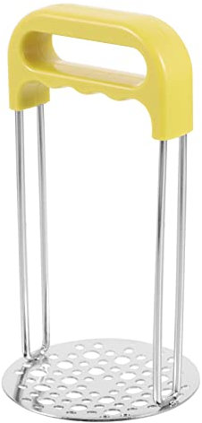 verduras, triturador de patatas, triturador de ajo, prensa manual, colador de patatas, herramienta para triturar, presión manual, acero inoxidable, jengibre blanco para bebé (C (amarillo 5.5 x 3.1 in)