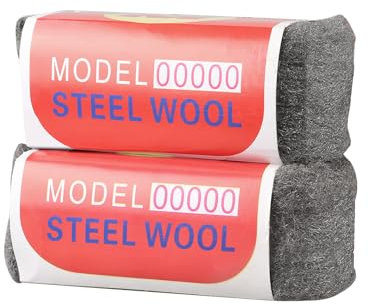 Huamirra Extra Fine Steel Wool, Pack of 2, Grey, Compatible with Metal, Glass, Ideal for Sanding, Removing Paint Stains and Wax Residue, 100g Each