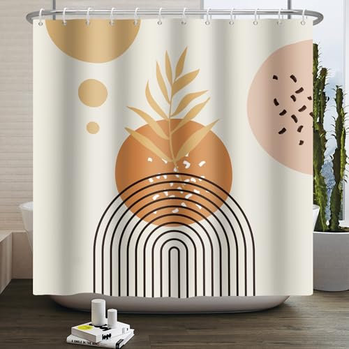 Duschvorhang Orange Pink Stripe Duschvorhang Stoff Polyester Badevorhang Duschvorhang Wasserdicht Antischimmel Shower Curtains mit 12 Duschvorhangringen Duschvorhang Badewanne 200x220cm
