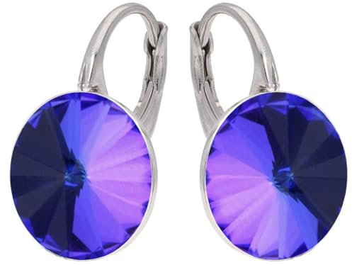 Rivoli Ohrringe 925 Silber mit Österreichischen Zirkonia - Perfekter Schmuck für Frauen und Mädchen - Hängeohrringe als Geschenk (Violet Blue)