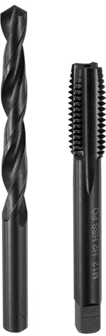QUARKZMAN Ensemble de Tarauds et de Forets Métriques, 1Pcs Taraud à Cannelure Droite M12 x 1,75 et 1Pcs Foret Hélicoïdal de 10,2 mm, Outils de Filetage en Oxyde Noir HSS6542