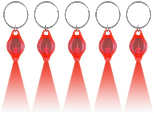 MODOAO LED Keychain Small Torch Light, 5 Pack Red Light Mini Flashlight, Multifunctional Keychain Emergency Light, Portable Keyring Flashlight for Camping, Hiking, Traveling, Outdoor