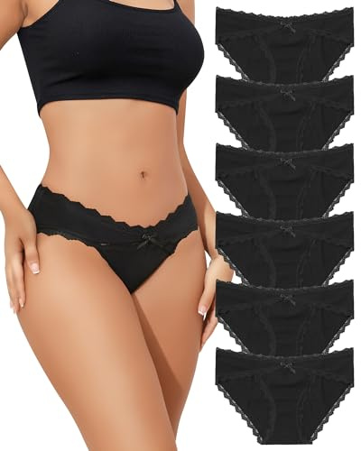 Levao Lot de 6 Culotte Femme Coton Stretch Taille Basse sous-vêtements Bikini Hipster Lingerie pour Femme Doux Slip Multipack S-XL