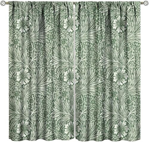 Lärmschutzvorhang Ösen Kinderzimmer Junge Verdunkelungsvorhang Blickdichter Gardinen 3D Hd Druck Retro-Botanisches Muster Muster 2Er Set 140 (B) X 160 (H) cm Vorhänge Schlafzimmer Fenst 9426351637299