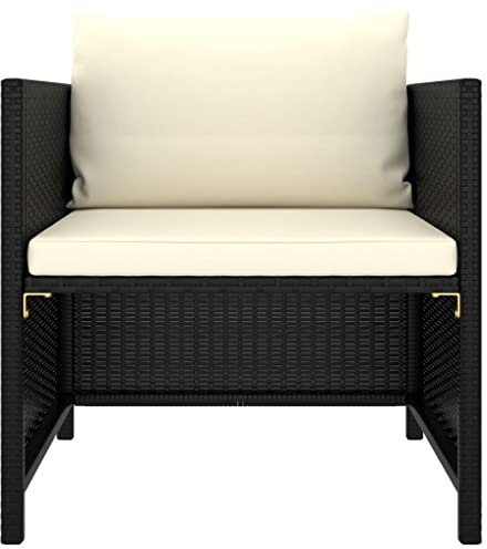 TJROO Terrassenmöbel, modularer Sessel mit Cremeweiß, Kissen für Balkon, Gartensofa, Terrassenmöbel, Outdoor-Sofa, Loungeset aus PE-Rattan