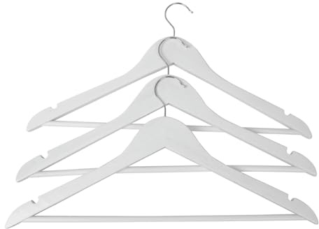 HOME It® Grucce con barra per pantaloni e fessura, confezione da 3, 43 cm, bianco – Design scandinavo, ideale per camicie e cappotti invernali