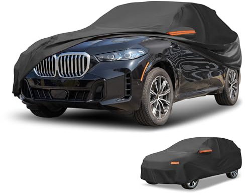 Partuto 210D-PU Waterproof Car Cover for SUV 181-190in | All-Weather Universal, Right Side Zipper, Black, Durable Outdoor Protection
