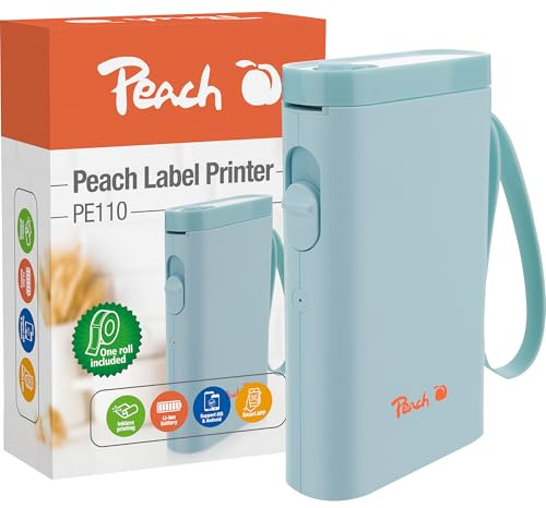 Peach Etikettendrucker | blau | platzsparend und kabellos | überall Ordnung schaffen | PE110-bl