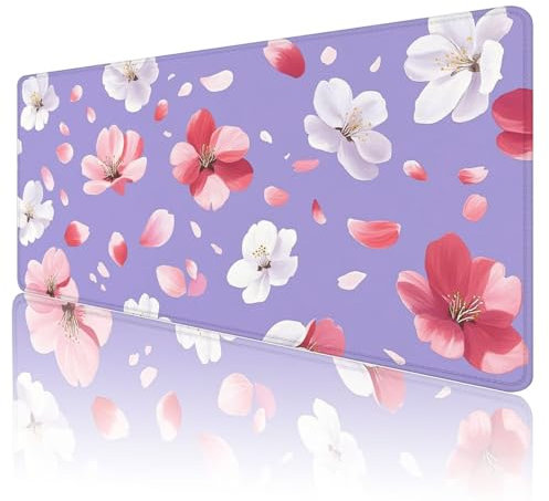 Tapis de Souris XXL Tapis Souris Rose 1800x900 Tapis de Souris Gamer Blanc ImperméAble et AntidéRapant Base en Caoutchouc avec Bords Cousus Mousepad,Une éTendu sous Main Bureau Accessoire,L-59