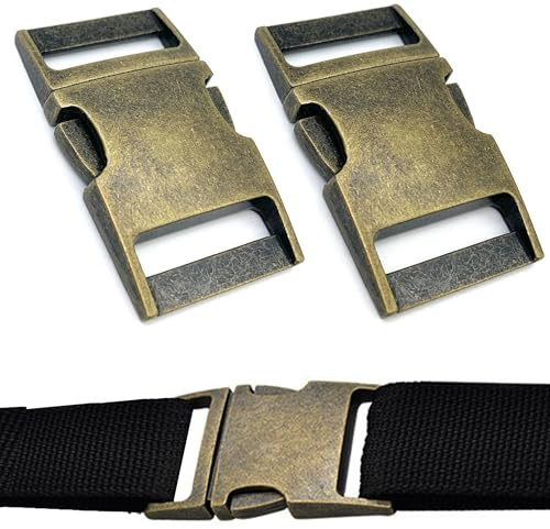 DHER Sidofrigörande spännen Metallspännen, Reservväska Spänne, Bältesspänne Fastsättning, för Paracord-armband, Hundhalsband, Ryggsäck, Brons, 25mm