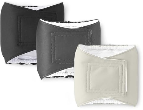 Amazon Basics Lot de 3 Couches Lavables Réutilisables pour Chien Mâle, Culotte, Haute Absorption, XS (28-33 cm)