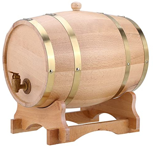 Trä Ek Stor, 10 L Vintage Timmer Vinfat Dispenser för Förvaring Träfat 10 Liter Ek Whisky Bourbon Tequila Matlagning & Mat Öl Rom Port Servering Hem Accent Display