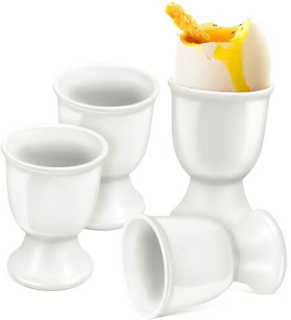 Hueveras de Cerámica en Color Blanco 4 Piezas para Desayuno y Merienda