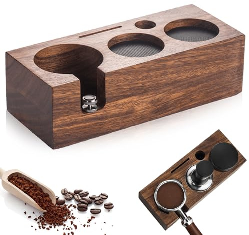 Tamperstation 51mm, Coffee Tamping Station aus Nussbaum, shockassist Tamperstation, Barista Zubehör Tamper, Coffee Tamperstation, Kaffeefilter Tamper Halter für Espresso Kaffeemaschine Barista Zubehör
