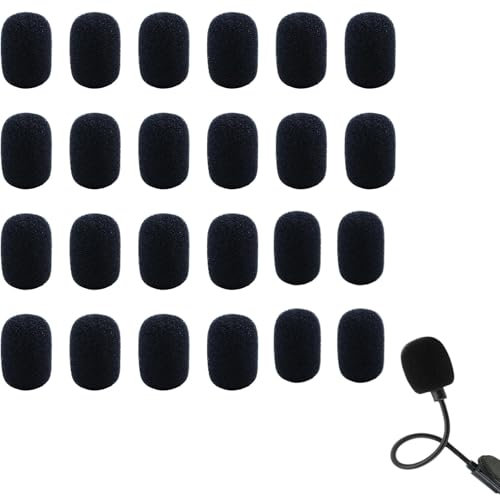24 Stück Popschutz Mikrofon,Mikrofon Windschutz,Lavalier Windschutz für Mikrofon und Headset aus Schaumstoff, Mini-Mikrofon Headset Windschutzscheibe für Unterricht Bühnenperformance Treffen