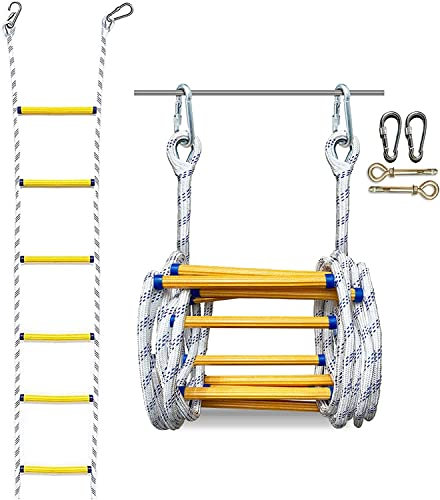 LUMSGN Échelle de Corde, échelles de Secours Échelle de Secours Échelle de Corde de sécurité Échelles de Secours (2 à 8 étages) Échelles de Corde de sécurité d'urgence Rapide à déployer et Facile à