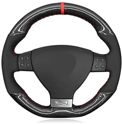 LenkradschutzhüLle Für VW Für Golf 5 Mk5 GTI Für Golf 5 R32 Für Passat R GT 2005 DIY Schwarz Wildleder Carbon Faser Auto Lenkrad Abdeckung