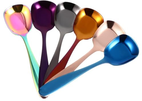 Holibanna 6pièces Lot De Cuillères Carrées Plates Pour Glace Ustensiles De Cuisine Cuillères De